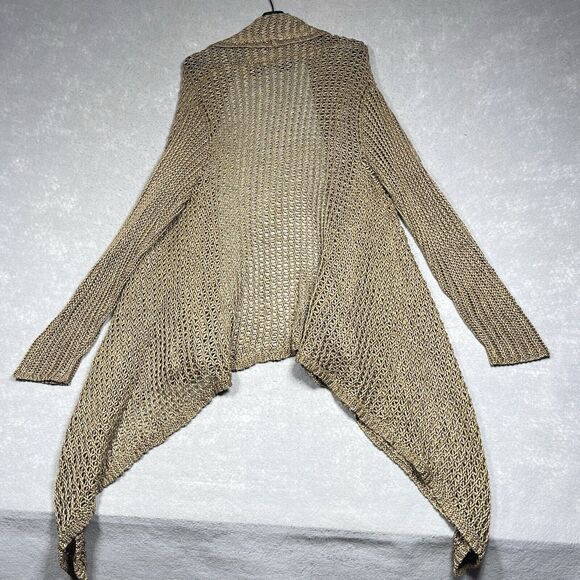 Ralph Lauren Sweater X-Large Brown Linen Open Front Shawl Cardigan Long Line - Picture 11 of 13